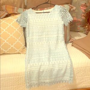 Size 16 juniors dress in soft blue.
